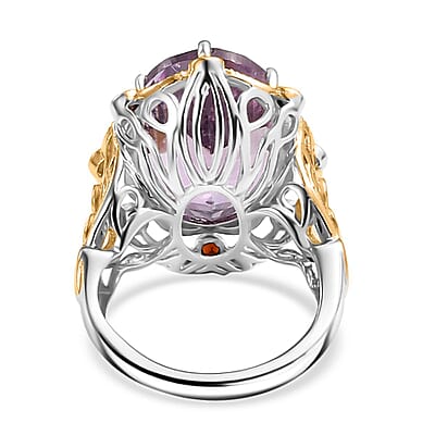 Karis Rose De France Amethyst and Mozambique Garnet 12.40 ctw Ring in 18K YG Plated and Platinum Bond (Size 10.0)