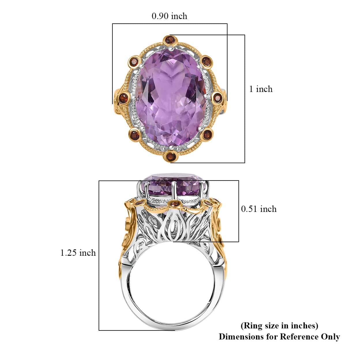 Doorbuster Karis Rose De France Amethyst and Mozambique Garnet 12.40 ctw Ring in 18K YG Plated and Platinum Bond (Size 10.0) image number 5