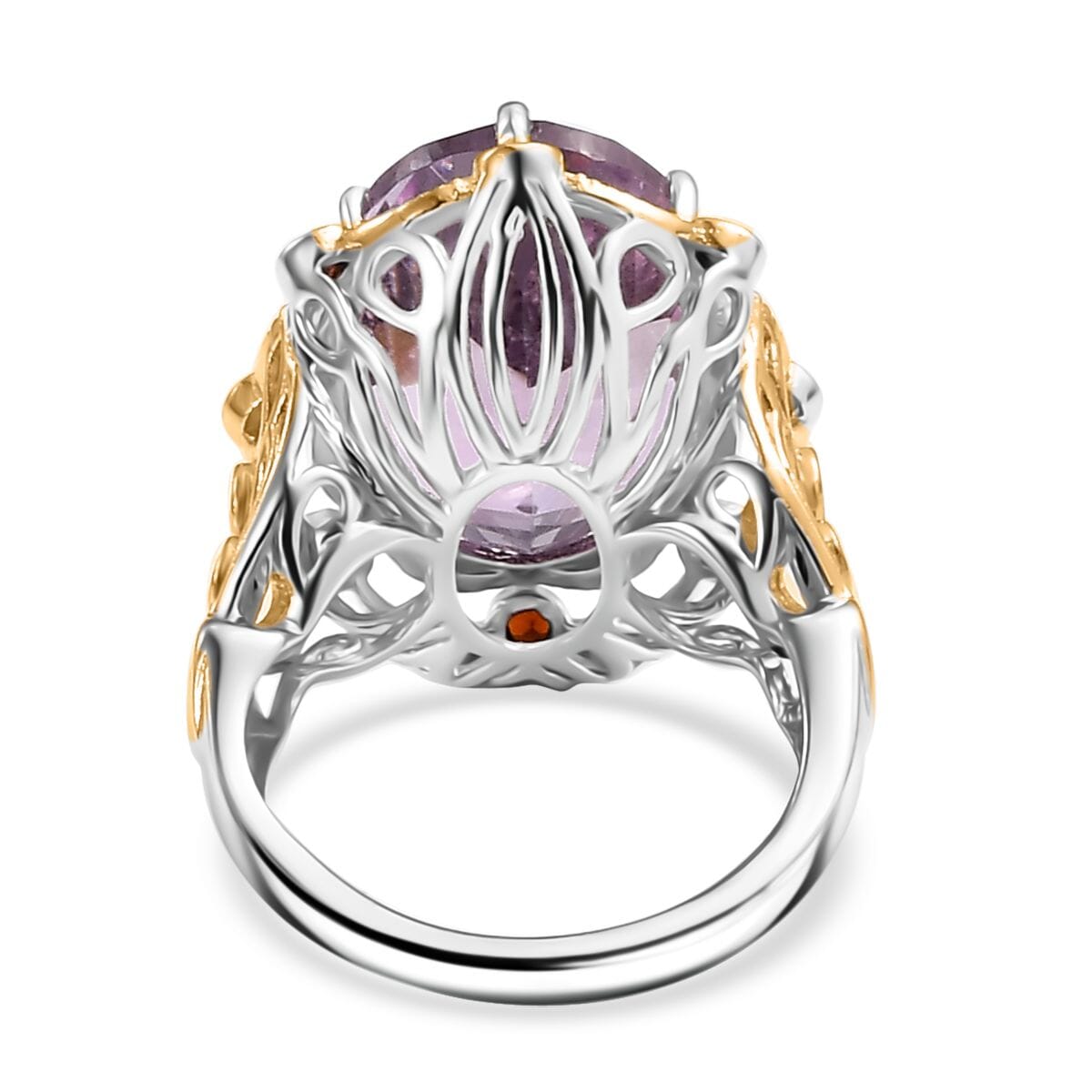 Karis Rose De France Amethyst and Mozambique Garnet 12.40 ctw Ring in 18K YG Plated and Platinum Bond (Size 7.0) image number 4