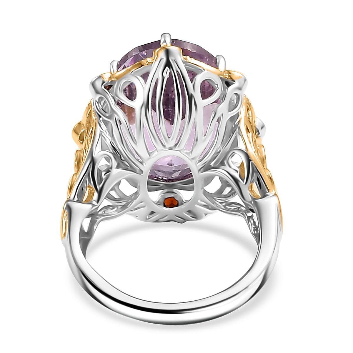 Karis Rose De France Amethyst and Mozambique Garnet 12.40 ctw Ring in 18K YG Plated and Platinum Bond (Size 9.0) image number 4