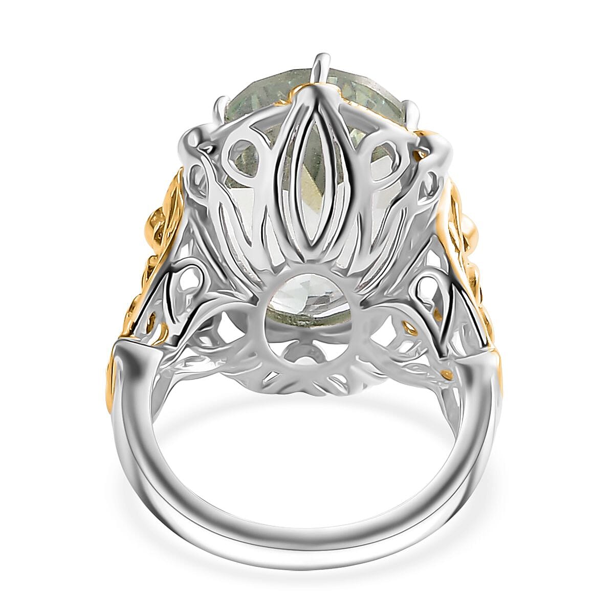 Karis Montezuma Prasiolit and Peridot 12.50 ctw Ring in 18K YG Plated and Platinum Bond (Size 7.0) image number 4