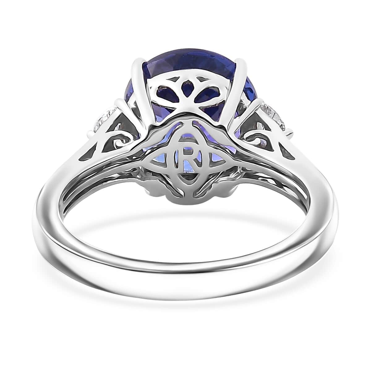 Certified & Appraised Rhapsody AAAA Tanzanite and E-F VS2 Diamond 4.27 ctw Ring in 950 Platinum 5.90 Grams image number 4