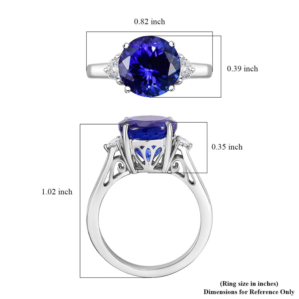 Certified & Appraised Rhapsody AAAA Tanzanite and E-F VS2 Diamond 4.27 ctw Ring in 950 Platinum (Size 6.0) 5.90 Grams image number 5