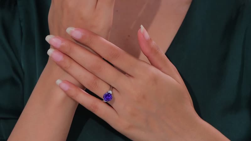 Certified & Appraised Rhapsody AAAA Tanzanite and E-F VS2 Diamond 4.27 ctw Ring in 950 Platinum 5.90 Grams