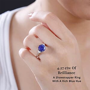 Certified & Appraised Rhapsody AAAA Tanzanite and E-F VS2 Diamond 4.27 ctw Ring in 950 Platinum (Size 7.0) 5.90 Grams