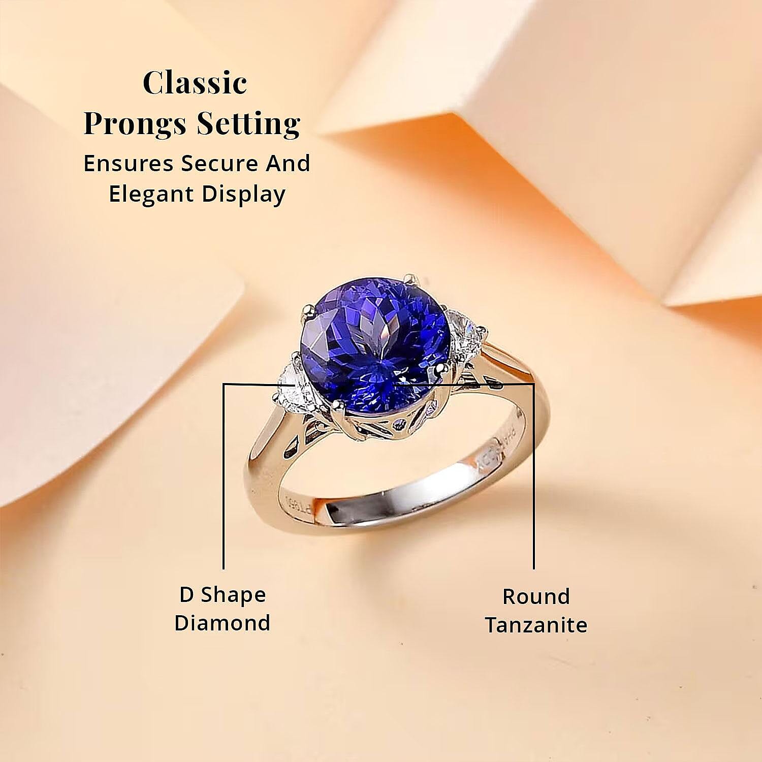 Certified & Appraised Rhapsody AAAA Tanzanite and E-F VS2 Diamond 4.27 ctw Ring in 950 Platinum (Size 7.0) 5.90 Grams