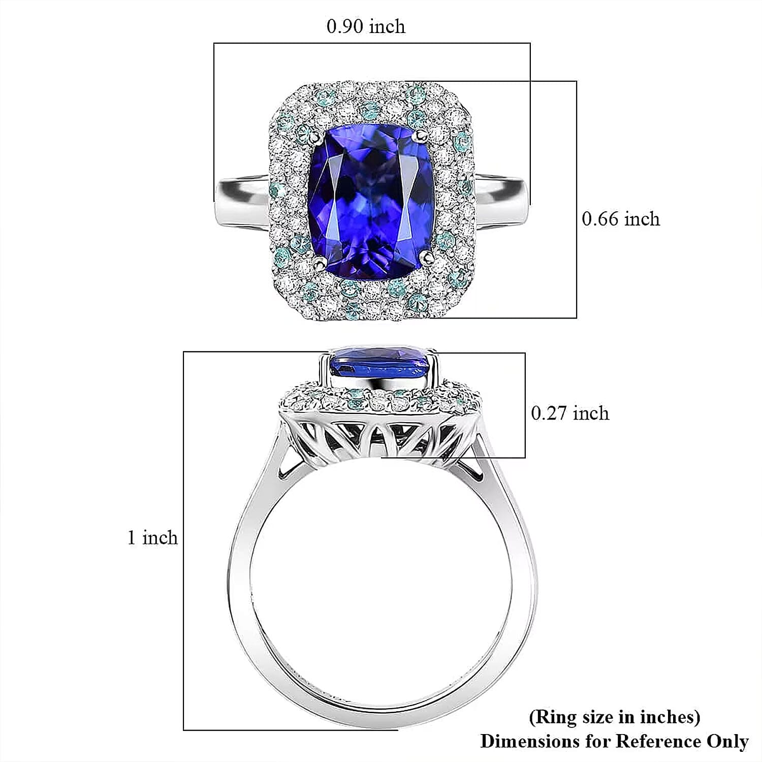 Certified & Appraised Rhapsody AAAA Tanzanite and E-F VS2 Diamond 4.27 ctw Ring in 950 Platinum (Size 7.0) 5.90 Grams