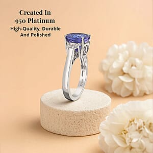 Certified & Appraised Rhapsody AAAA Tanzanite and E-F VS2 Diamond 4.27 ctw Ring in 950 Platinum (Size 8.0) 5.90 Grams