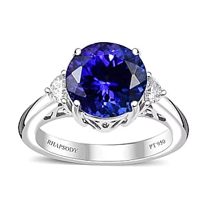 Certified & Appraised Rhapsody AAAA Tanzanite and E-F VS2 Diamond 4.27 ctw Ring in 950 Platinum (Size 9.0) 5.90 Grams