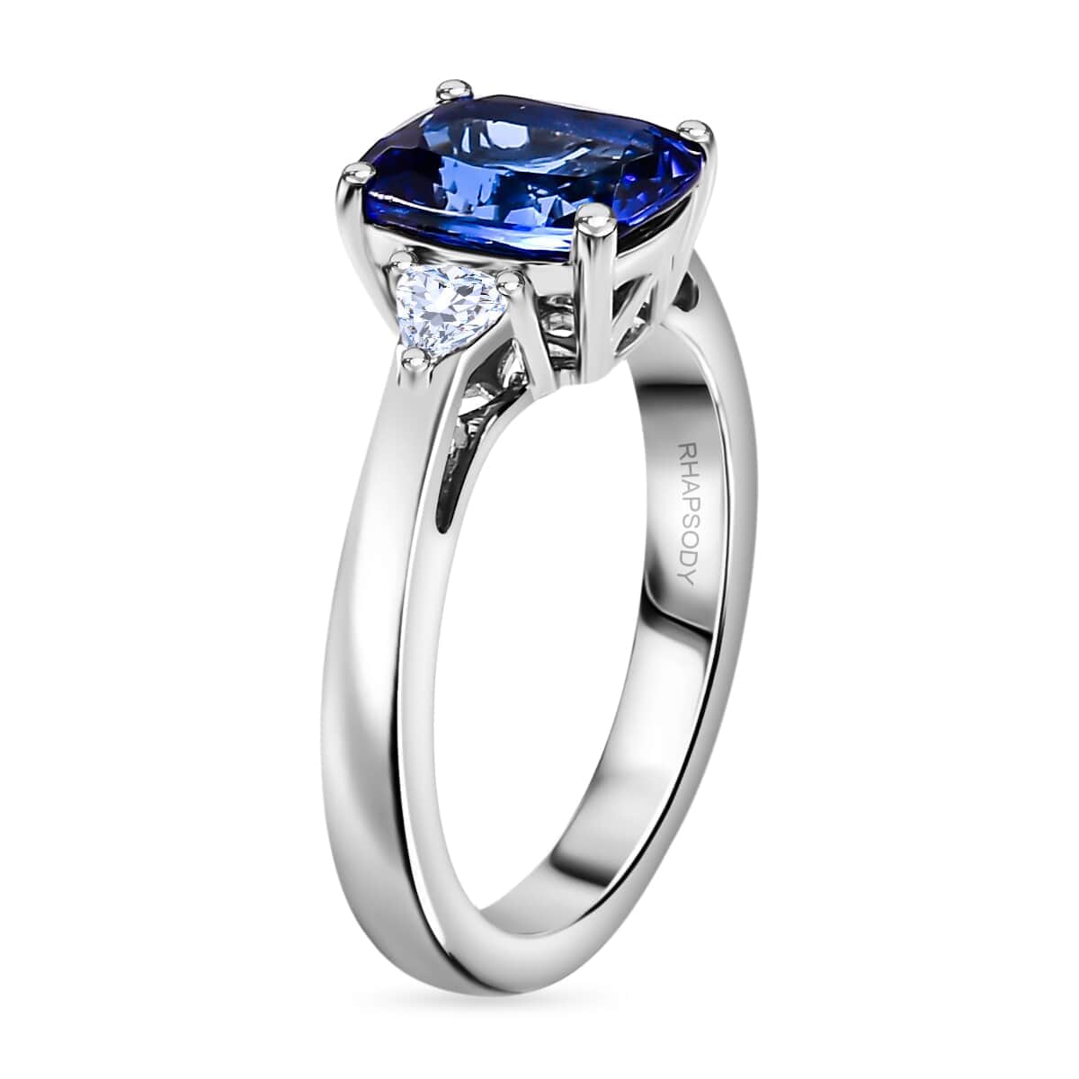 Certified & Appraised Rhapsody AAAA Tanzanite and E-F VS2 Diamond 2.50 ctw Ring in 950 Platinum (Size 6.0) 6.10 Grams image number 3