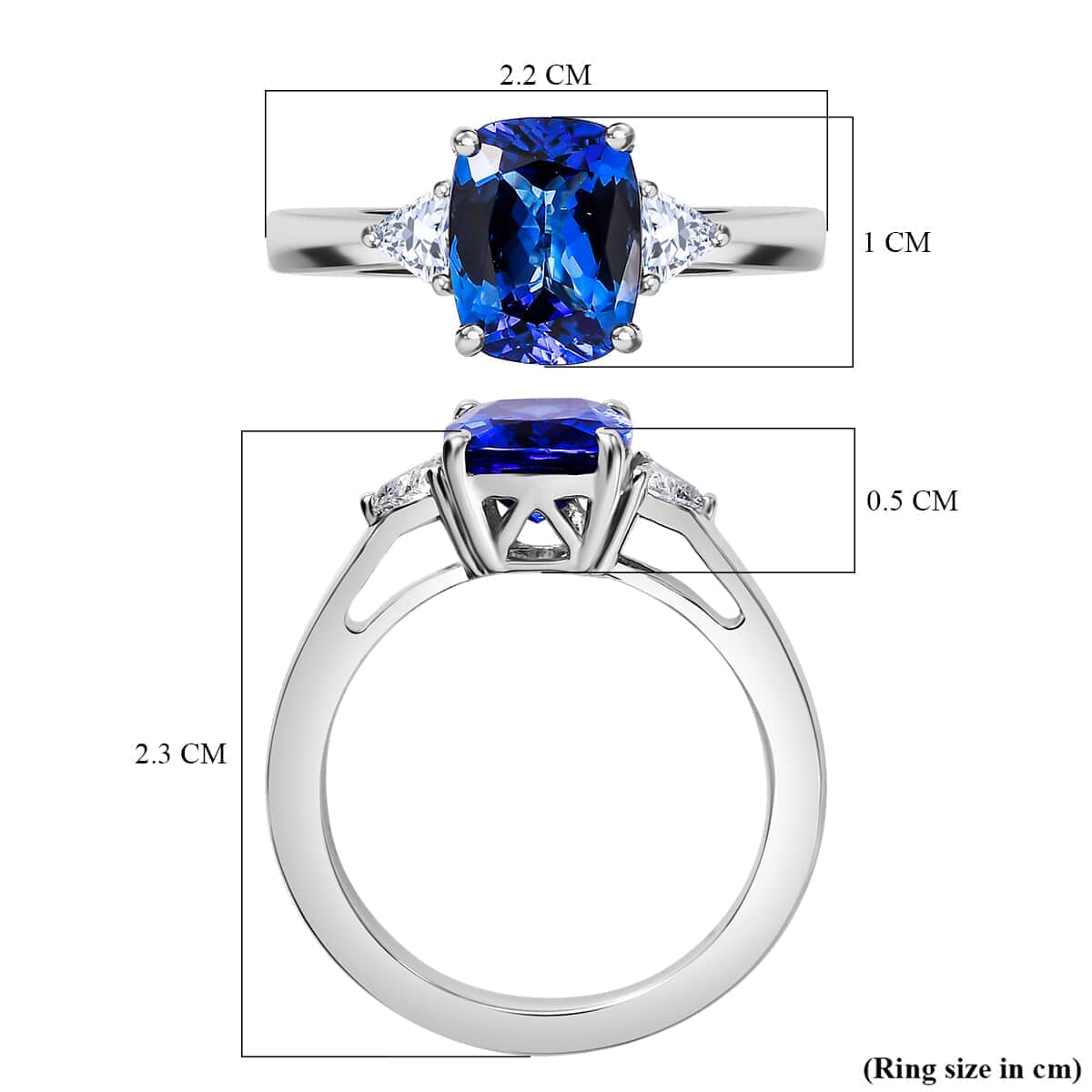 Certified & Appraised Rhapsody AAAA Tanzanite and E-F VS2 Diamond 2.50 ctw Ring in 950 Platinum (Size 6.0) 6.10 Grams image number 5