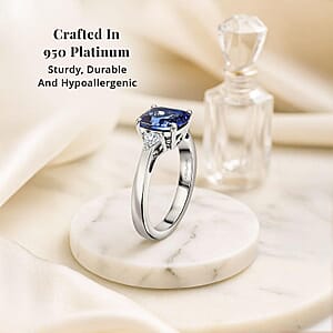 Certified & Appraised Rhapsody AAAA Tanzanite and E-F VS2 Diamond 2.50 ctw Ring in 950 Platinum (Size 7.0) 6.10 Grams