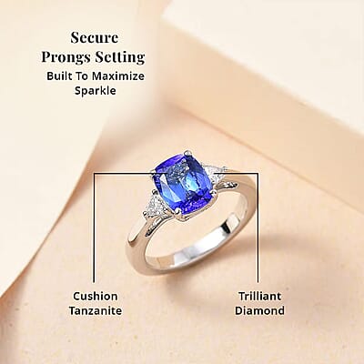 Certified & Appraised Rhapsody AAAA Tanzanite and E-F VS2 Diamond 2.50 ctw Ring in 950 Platinum (Size 7.0) 6.10 Grams