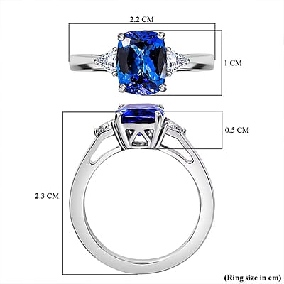 Certified & Appraised Rhapsody AAAA Tanzanite and E-F VS2 Diamond 2.50 ctw Ring in 950 Platinum (Size 7.0) 6.10 Grams