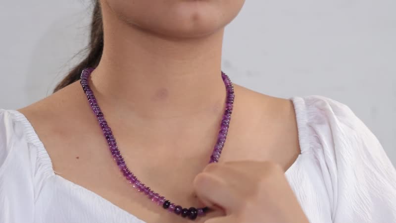 African Amethyst 201.85 ctw Beaded Necklace in Stainless Steel 20 Inches