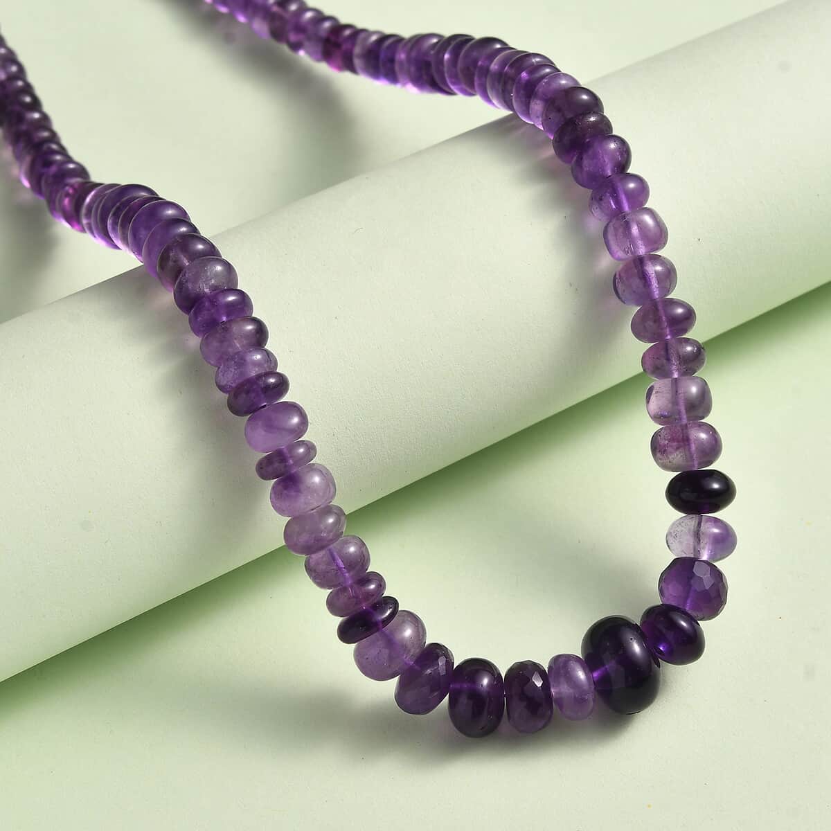 African Amethyst 201.85 ctw Beaded Necklace in Stainless Steel 20 Inches image number 1