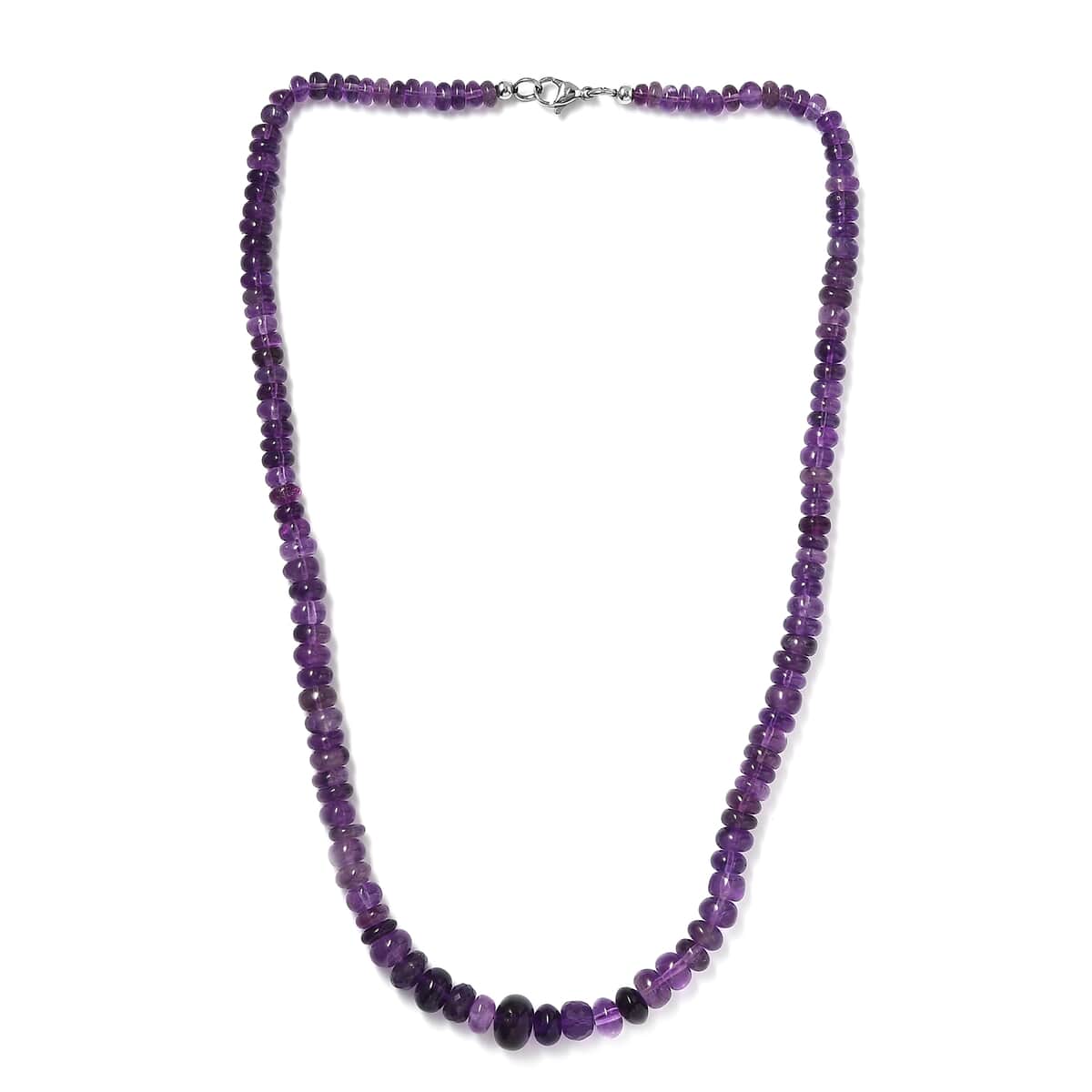 African Amethyst 201.85 ctw Beaded Necklace in Stainless Steel 20 Inches image number 3