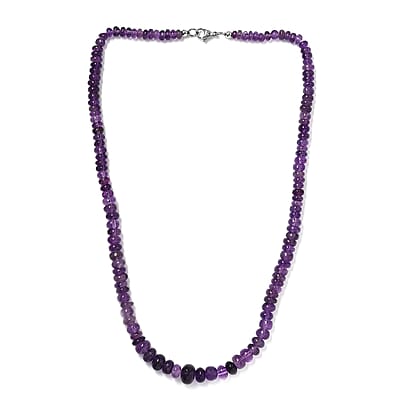 African Amethyst 201.85 ctw Beaded Necklace in Stainless Steel 20 Inches