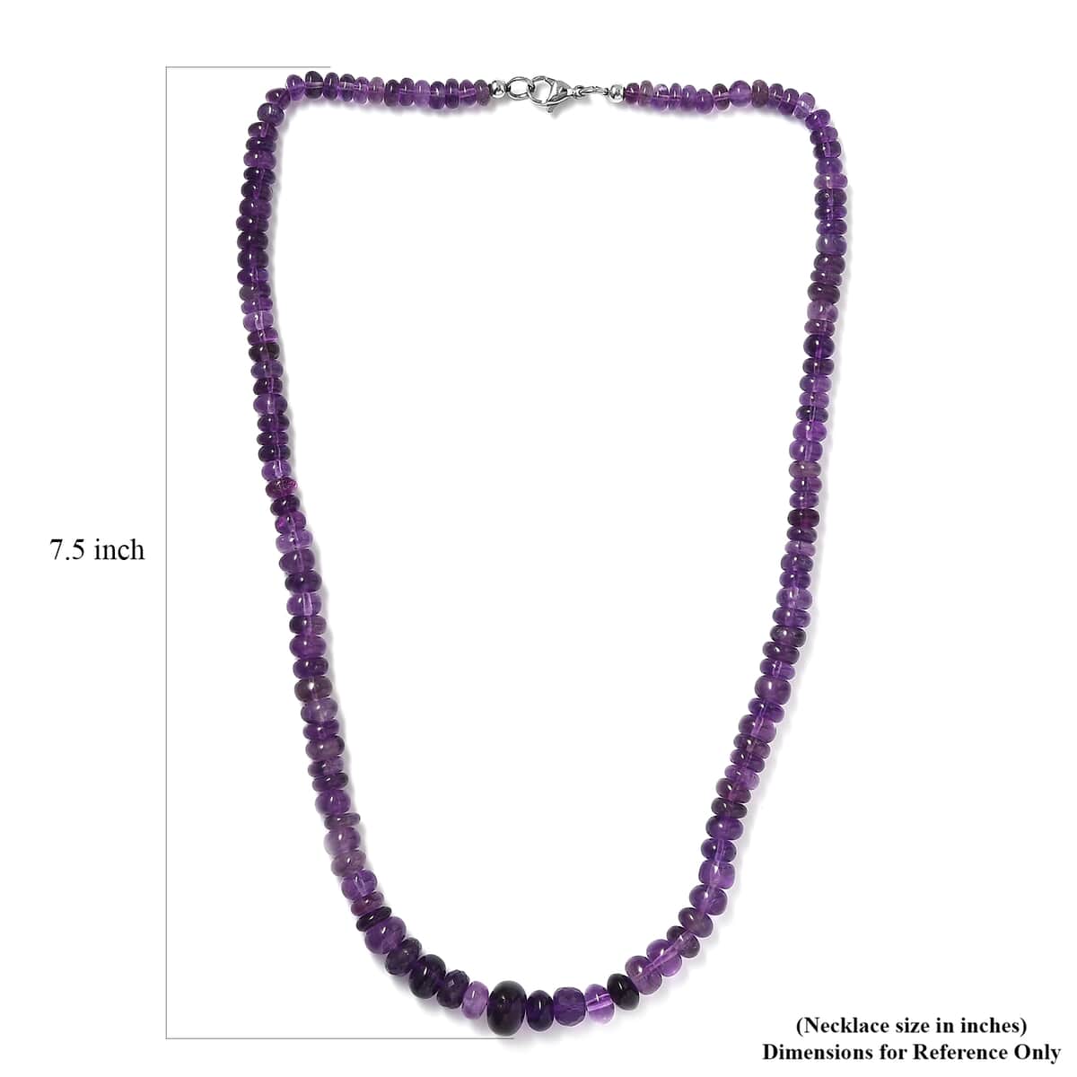 African Amethyst 201.85 ctw Beaded Necklace in Stainless Steel 20 Inches image number 5