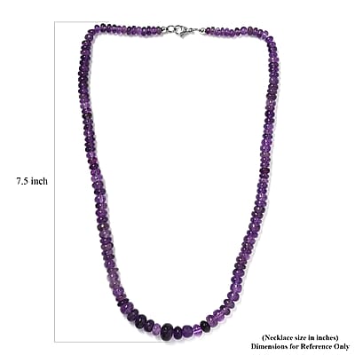 African Amethyst 201.85 ctw Beaded Necklace in Stainless Steel 20 Inches