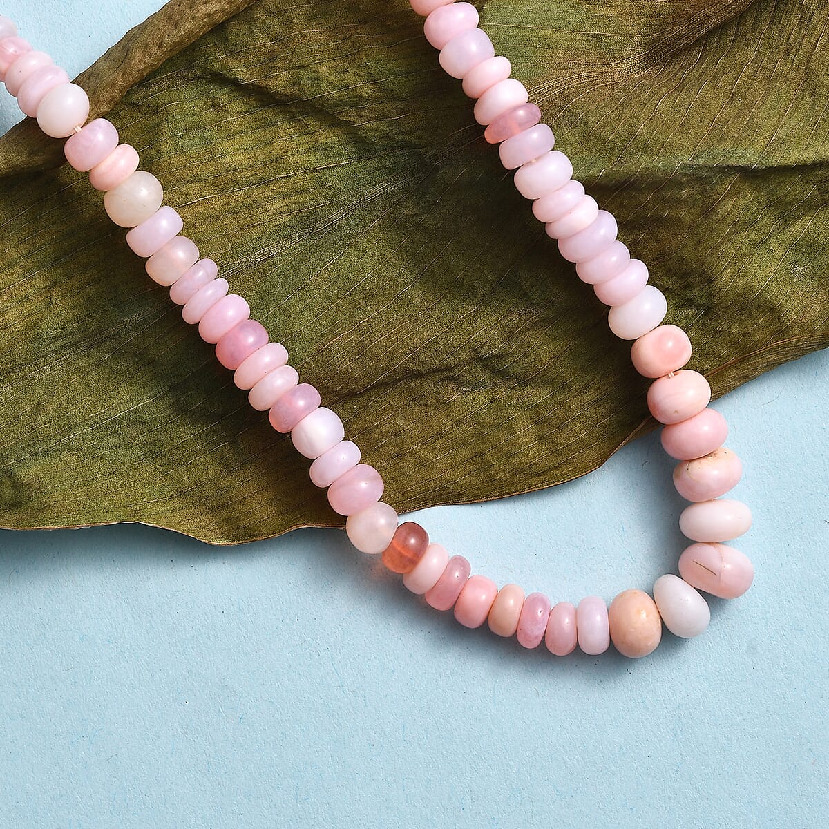 Pink Opal 103.75 ctw Beaded Necklace in Stainless Steel 20 Inches image number 1