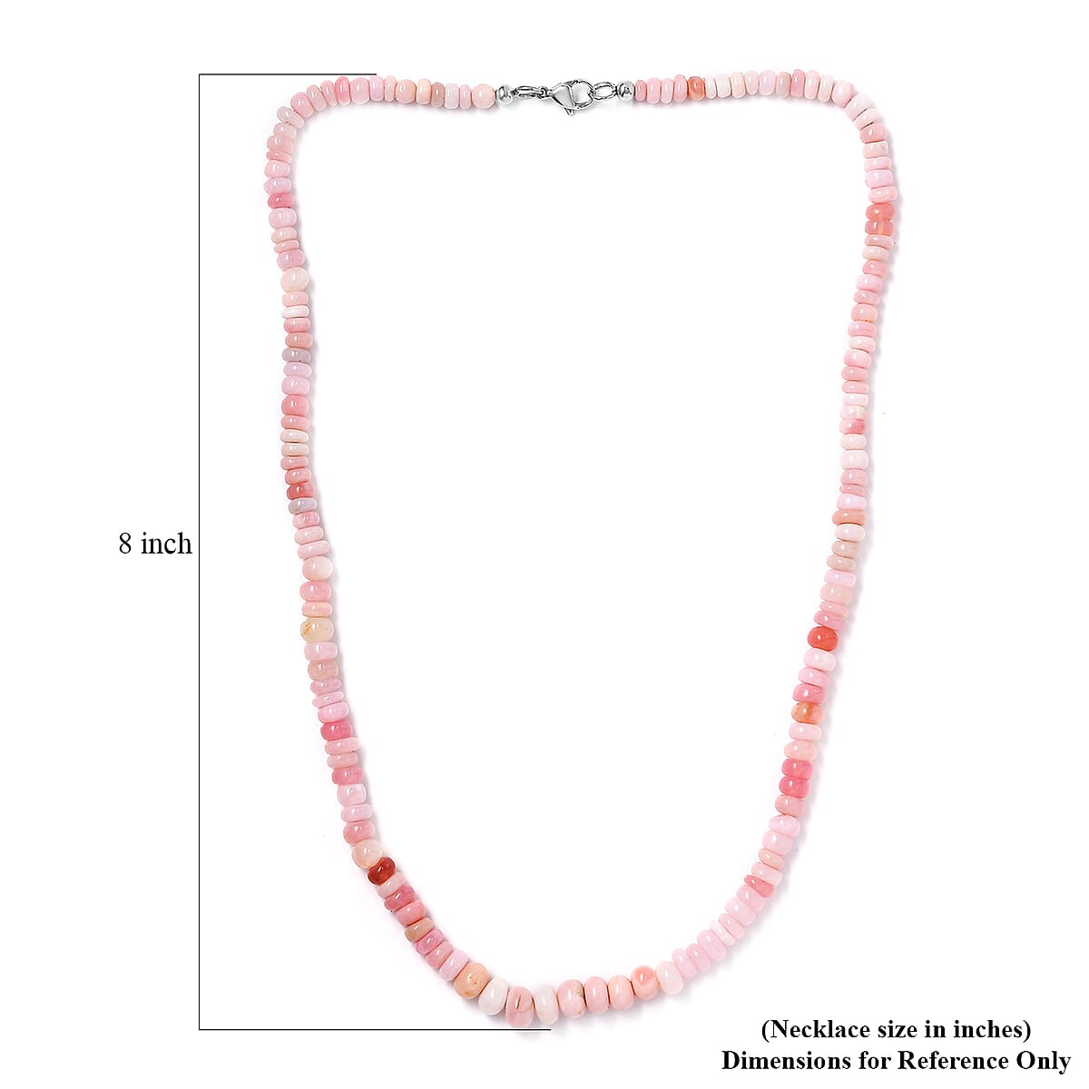 Pink Opal 103.75 ctw Beaded Necklace in Stainless Steel 20 Inches image number 5