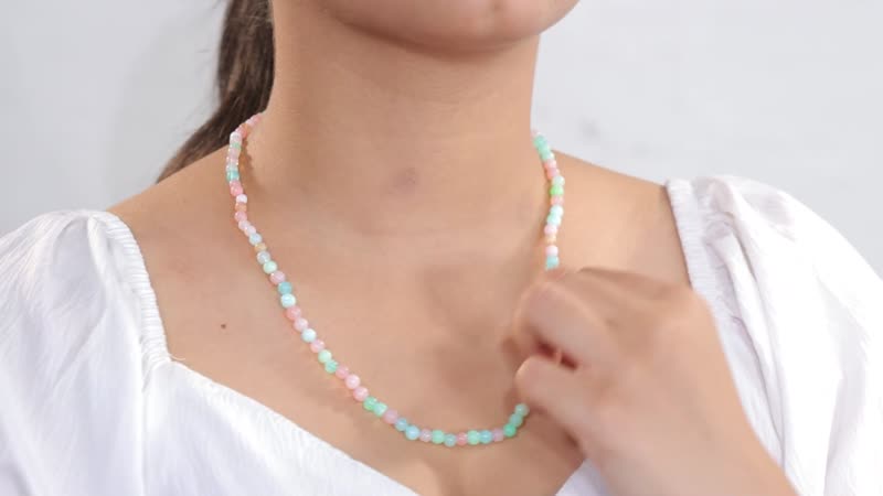 Multi Opal 71.60 ctw Beaded Necklace in Stainless Steel 20 Inches