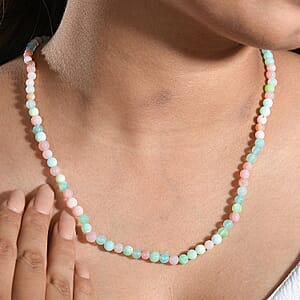 Multi Opal 71.60 ctw Beaded Necklace in Stainless Steel 20 Inches