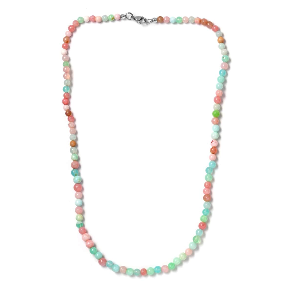 Multi Opal 71.60 ctw Beaded Necklace in Stainless Steel 20 Inches image number 3