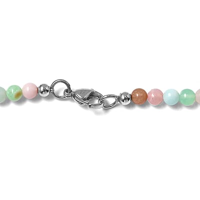 Multi Opal 71.60 ctw Beaded Necklace in Stainless Steel 20 Inches