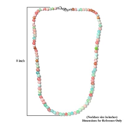 Multi Opal 71.60 ctw Beaded Necklace in Stainless Steel 20 Inches