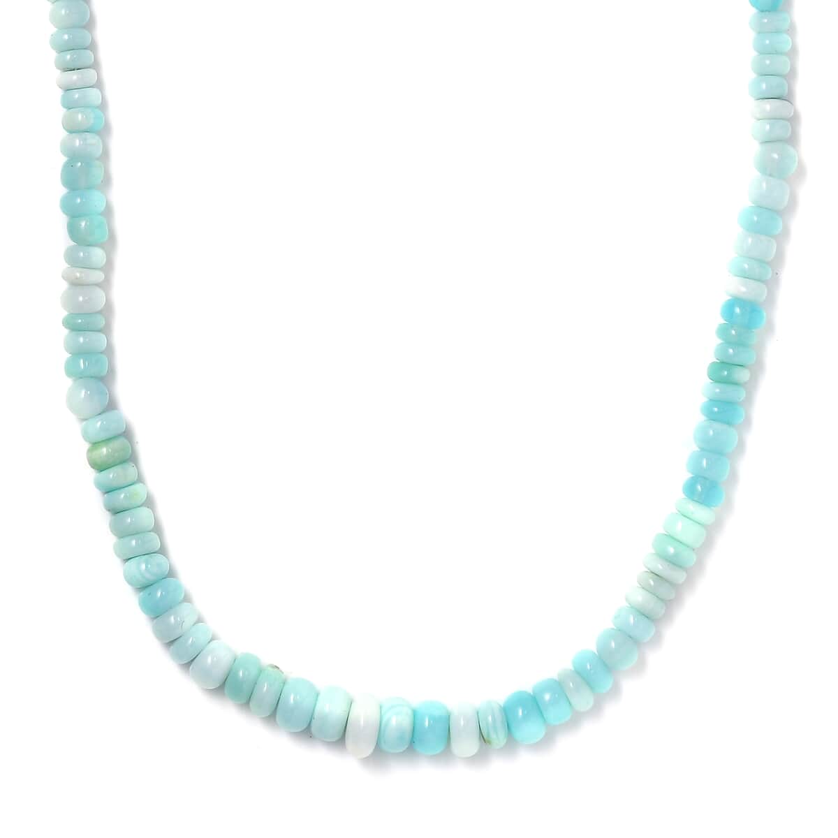 Enhanced Blue Opal 110.00 ctw Beaded Necklace in Stainless Steel 20 Inches image number 0