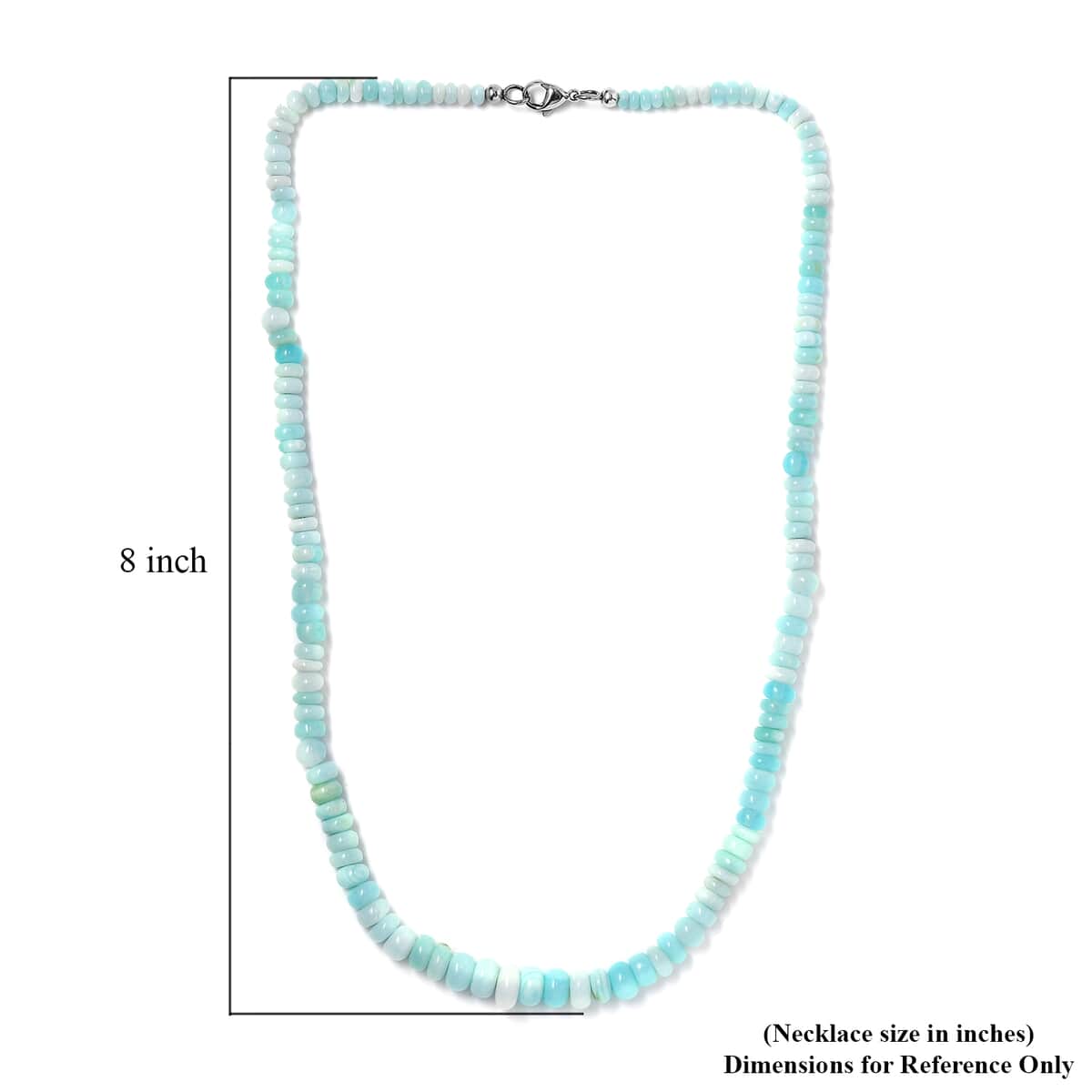 Enhanced Blue Opal 110.00 ctw Beaded Necklace in Stainless Steel 20 Inches image number 5