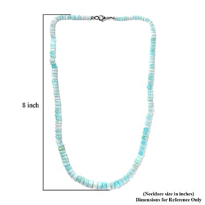 Enhanced Blue Opal 110.00 ctw Beaded Necklace in Stainless Steel 20 Inches