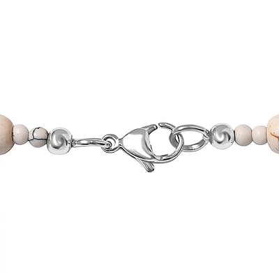 Howlite 200.65 ctw Beaded Necklace in Stainless Steel 20 Inches