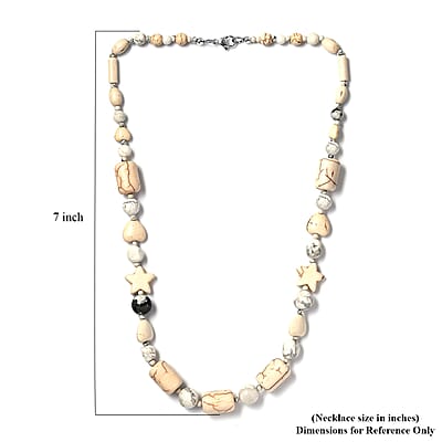 Howlite 200.65 ctw Beaded Necklace in Stainless Steel 20 Inches