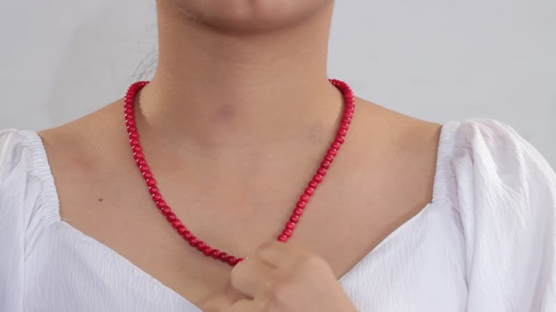 Red Howlite 108.40 ctw Beaded Necklace in Stainless Steel 20 Inches