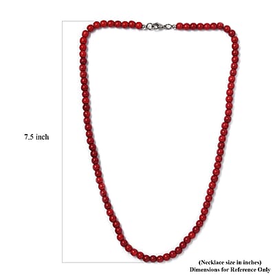 Red Howlite 108.40 ctw Beaded Necklace in Stainless Steel 20 Inches