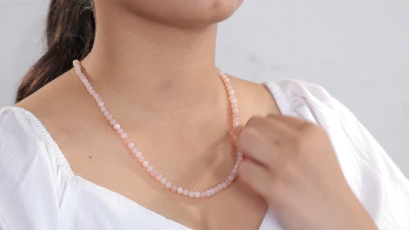 Pink Opal 64.00 ctw Beaded Necklace in Stainless Steel 20 Inches