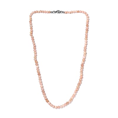 Pink Opal 64.00 ctw Beaded Necklace in Stainless Steel 20 Inches