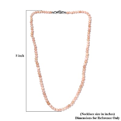 Pink Opal 64.00 ctw Beaded Necklace in Stainless Steel 20 Inches