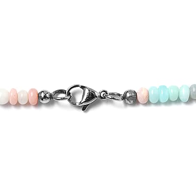 Blue Opal 95.20 ctw Beaded Necklace in Stainless Steel 20 Inches