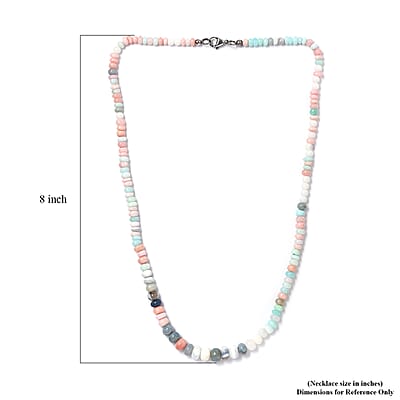 Blue Opal 95.20 ctw Beaded Necklace in Stainless Steel 20 Inches