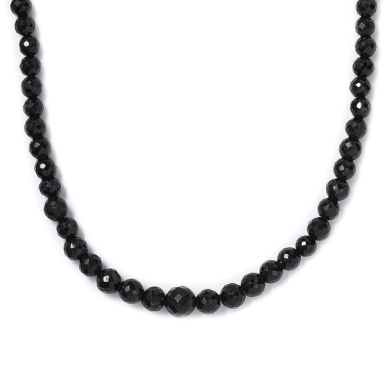 Thai Black Spinel 166.00 ctw Beaded Necklace in Stainless Steel 20 Inches