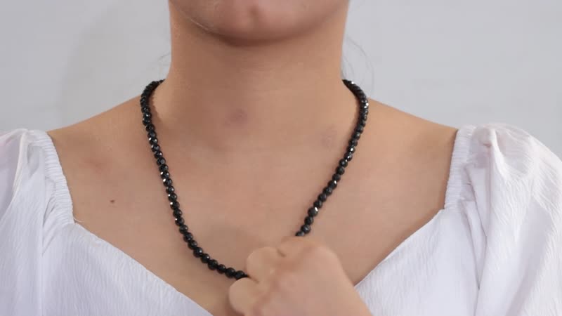 Thai Black Spinel 166.00 ctw Beaded Necklace in Stainless Steel 20 Inches