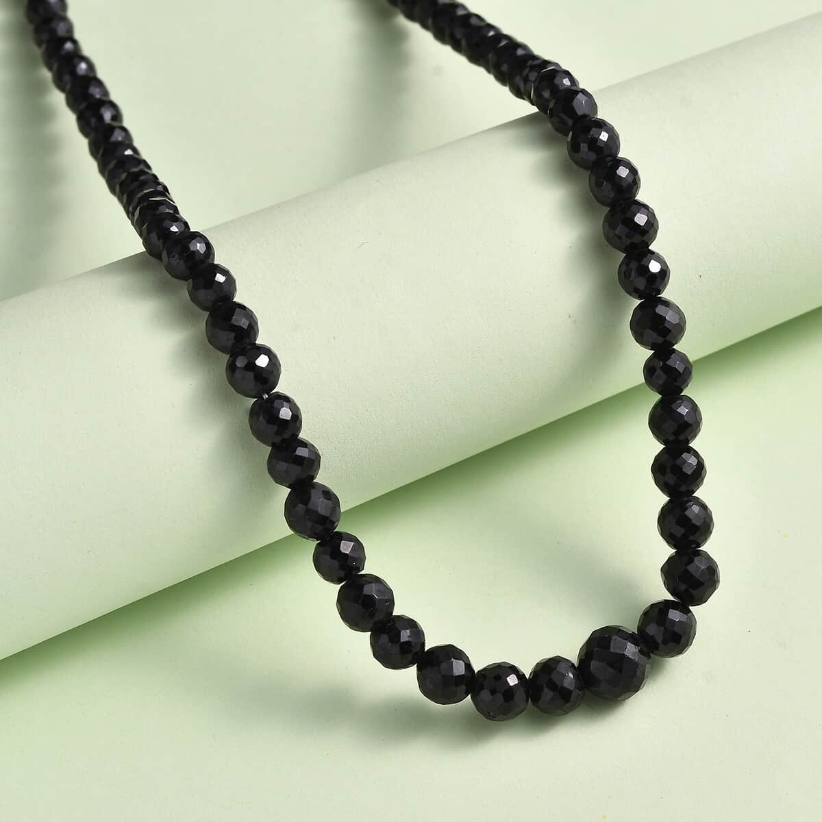 Thai Black Spinel 166.00 ctw Beaded Necklace in Stainless Steel 20 Inches image number 1