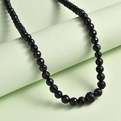 Thai Black Spinel 166.00 ctw Beaded Necklace in Stainless Steel 20 Inches