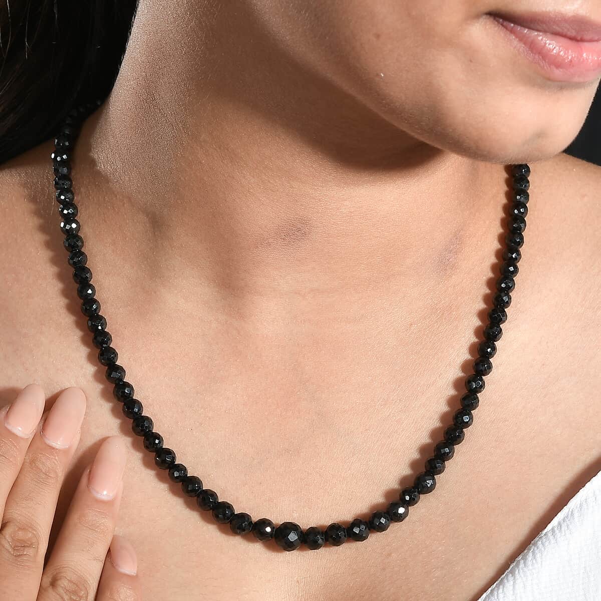 Thai Black Spinel 166.00 ctw Beaded Necklace in Stainless Steel 20 Inches image number 2