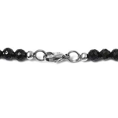 Thai Black Spinel 166.00 ctw Beaded Necklace in Stainless Steel 20 Inches