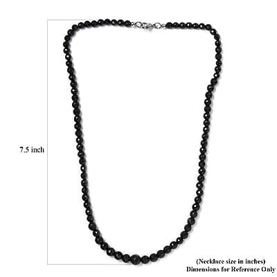 Thai Black Spinel 166.00 ctw Beaded Necklace in Stainless Steel 20 Inches
